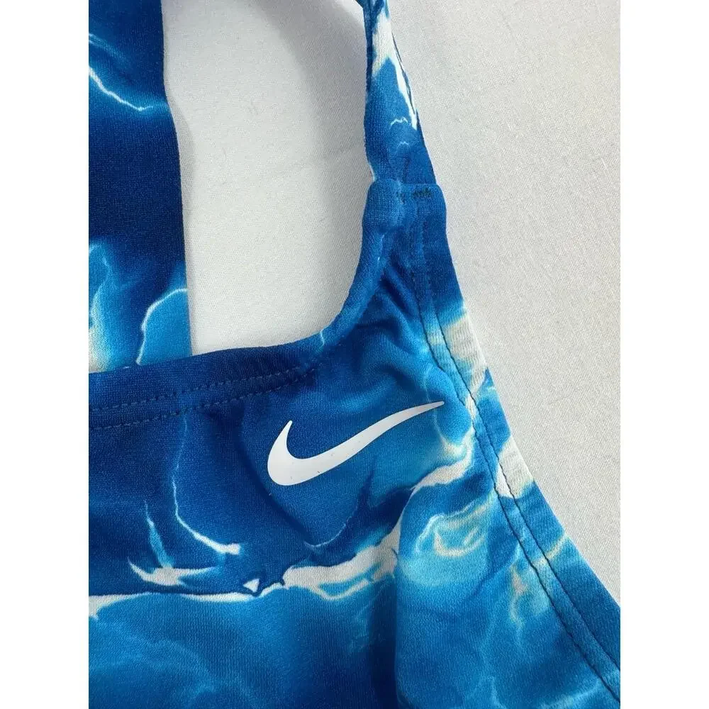 Nike Blue One-Piece Nike‎ Logo Womens Swimsuit Size 28 GRL 12